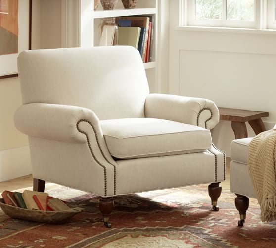 Pottery Barn BROOKLYN UPHOLSTERED ARMCHAIR NAILHEAD TRIM pottery barn st. patrick's day sale
