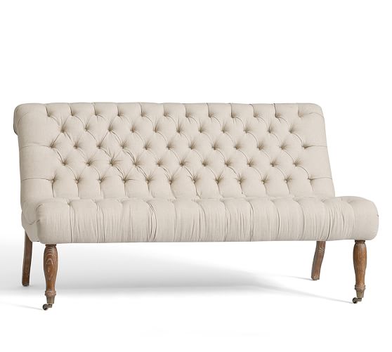 Pottery Barn CAROLYN TUFTED LOVE SEAT Pottery Barn St. Patrick's Day Sale