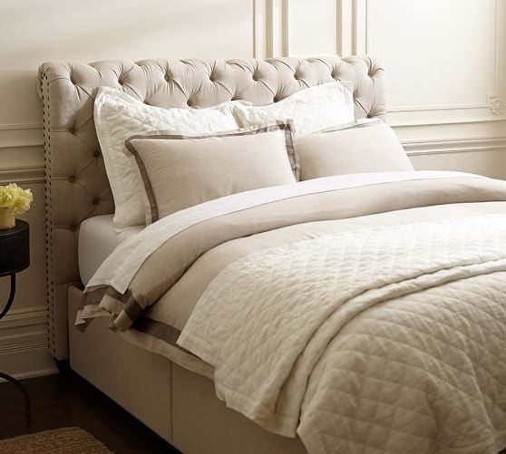 Pottery Barn CHESTERFIELD UPHOLSTERED HEADBOARD & STORAGE PLATFORM BED pottery barn st. patrick's day sale