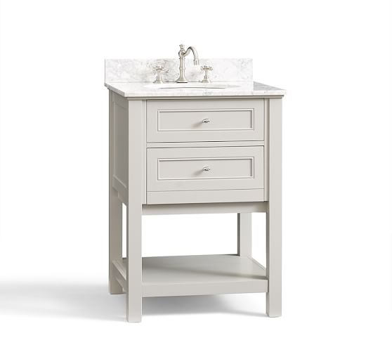 Pottery Barn CLASSIC SINGLE MINI SINK CONSOLE - GRAY Carrara Marble Pietra Cardosa Stone