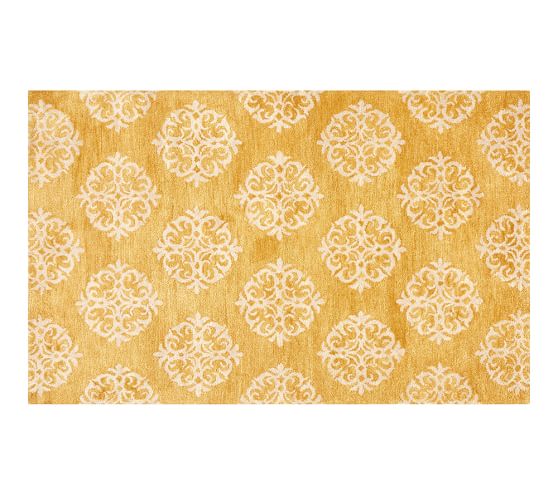Pottery Barn EMPIRE SCROLL RUG - HONEY GOLD pottery barn st. patrick's day sale