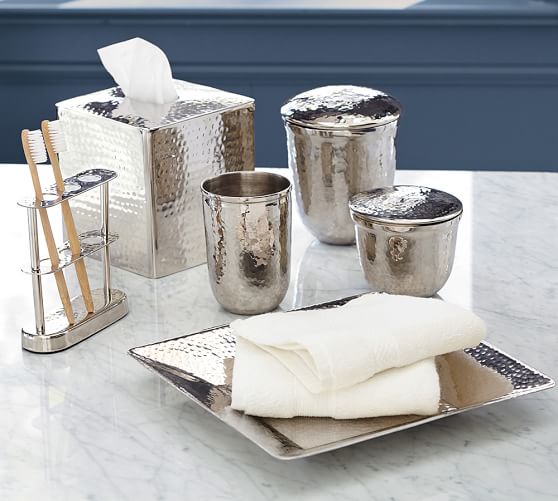 Pottery Barn HAMMERED NICKEL BATH ACCESSORIES