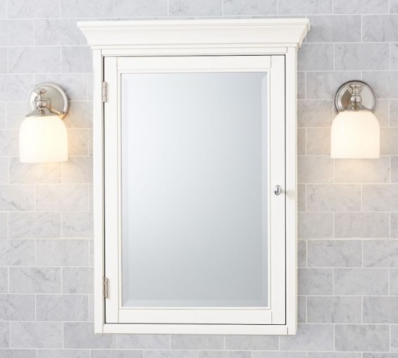 Pottery Barn HOTEL RECESSED MEDICINE CABINET Regular Extra Large White Espresso Stain Gray