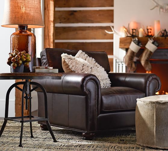 Pottery Barn WEBSTER LEATHER ARMCHAIR Vintage Tobacco