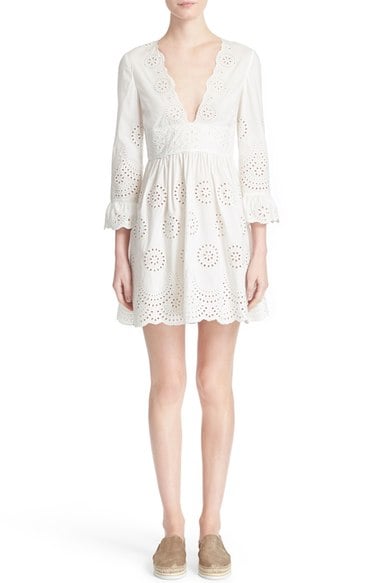 RED Valentino Sangallo Lace Cotton Dress White casual lace dresses for spring