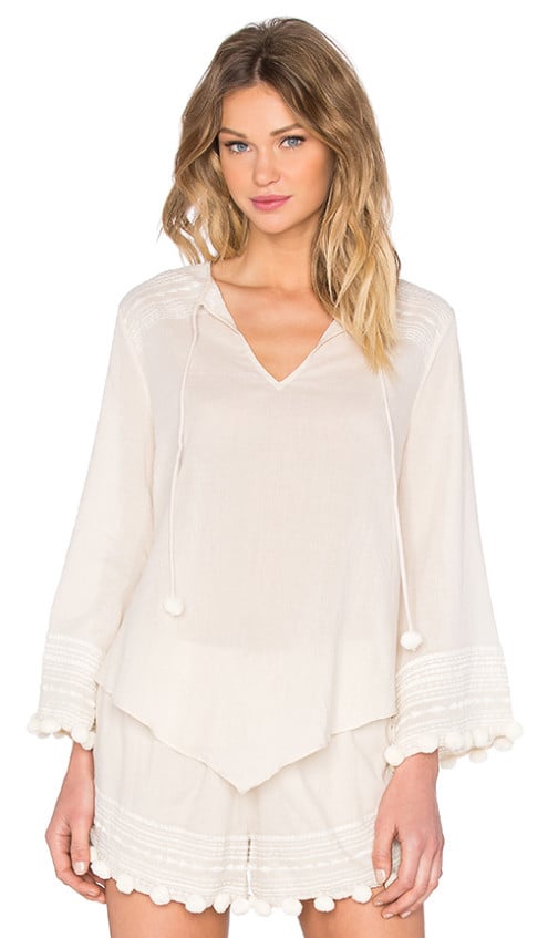 RORY BECA Parakeet Embroidered Bell Sleeve Top Cream spring 