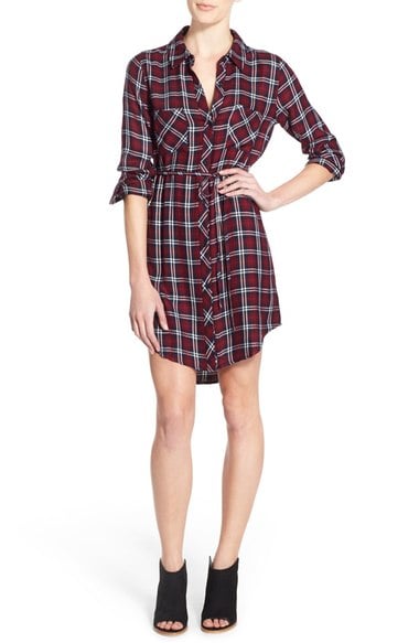 Rails 'Nadine' Plaid Tunic Dress with Tie Belt Chianti White