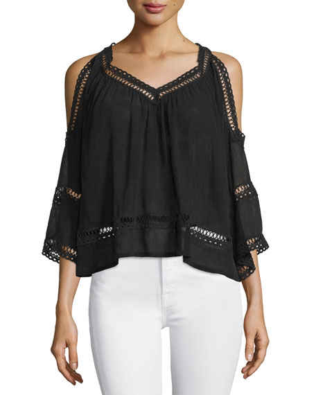 Rebecca Minkoff Deneuve Cold-Shoulder Top Black  Cold shoulder tops for spring