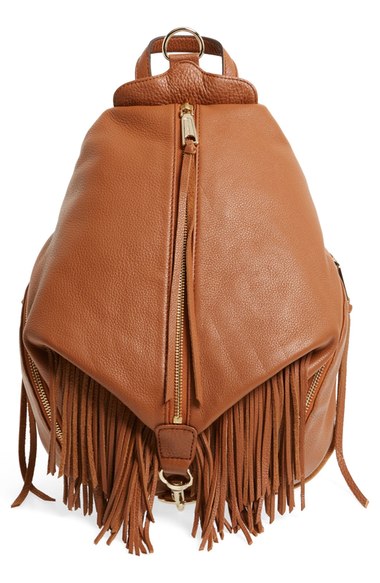 Rebecca Minkoff 'Julian' Fringe Backpack Almond Light Gold Hardware