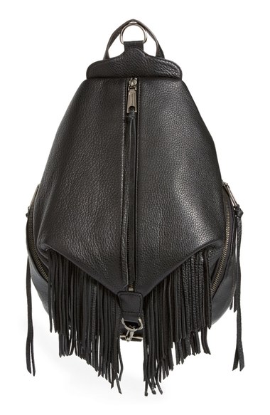 Rebecca Minkoff 'Julian' Fringe Backpack Black Silver Hardware