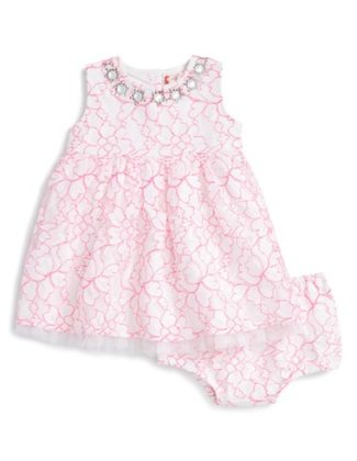 Ruby & Bloom Lace Dress (Baby Girls) Pink Knockout-White Embellished
