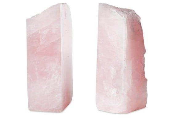 S/2 Large Rose Quartz Bookends One Kings Lane
