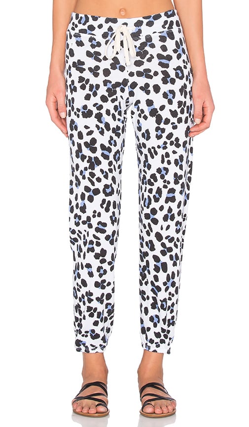 SUNDRY Leopard Print Fleece Sweatpant White