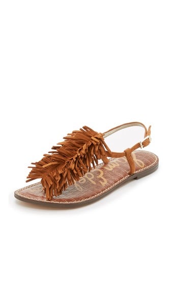 Sam Edelman Gela Fringe Flat Sandals Saddle