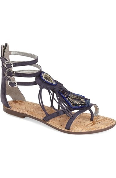 Sam Edelman 'Genesee' Leather Fringe Beaded Sandal (Women) Oxide