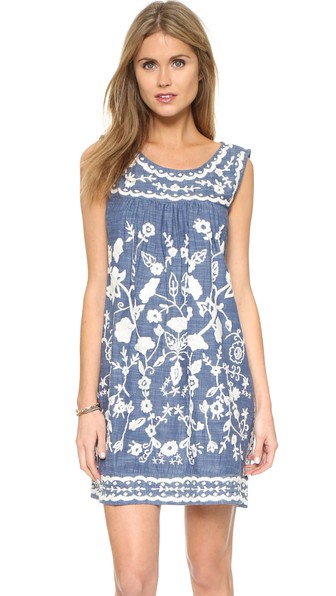 Sea Embroidered Sleeveless Dress Denim Chambray Shopbop Spring Sale