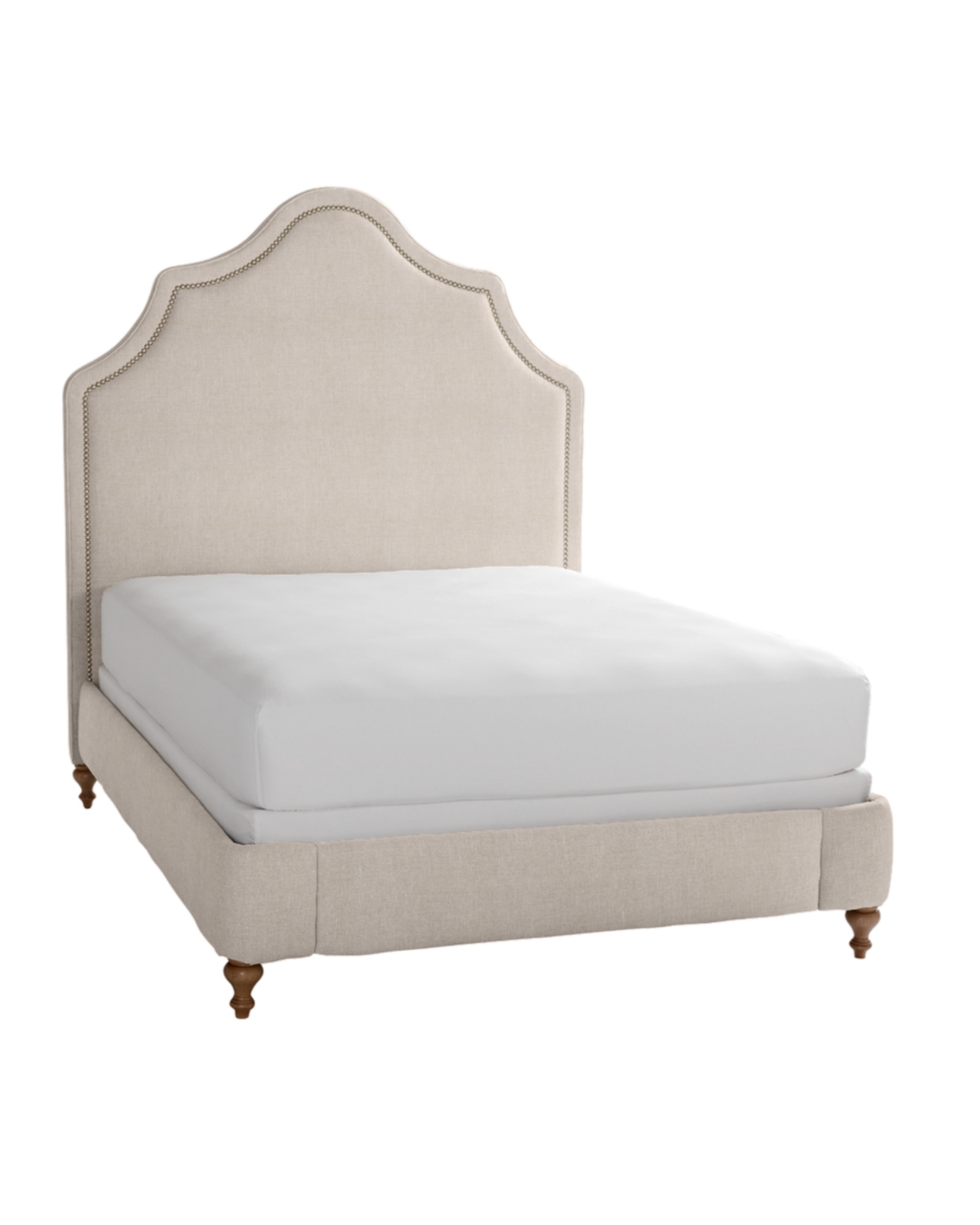 Serena & Lily Pondicherry Bed with Nailheads Chunky Flax Linen Blend