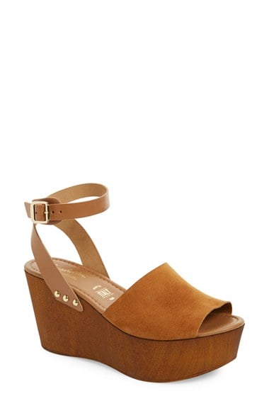 Seychelles Platform Wedge Sandal (Women) Cognac Suede Leather 