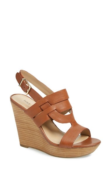 Sole Society 'Jenny' Slingback Wedge Sandal (Women) Equestrian Tan