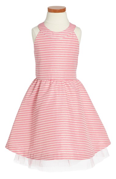 Soprano Metallic Stripe Party Dress (Toddler Girls, Little Girls & Big Girls) Candy Pink