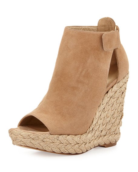 Stuart Weitzman Openhouse Suede Wedge Sandal Cashew