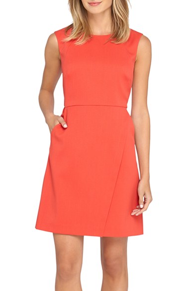 Tahari Sleeveless Piqué A-Line Dress (Regular & Petite) Orange a-line dresses for easter
