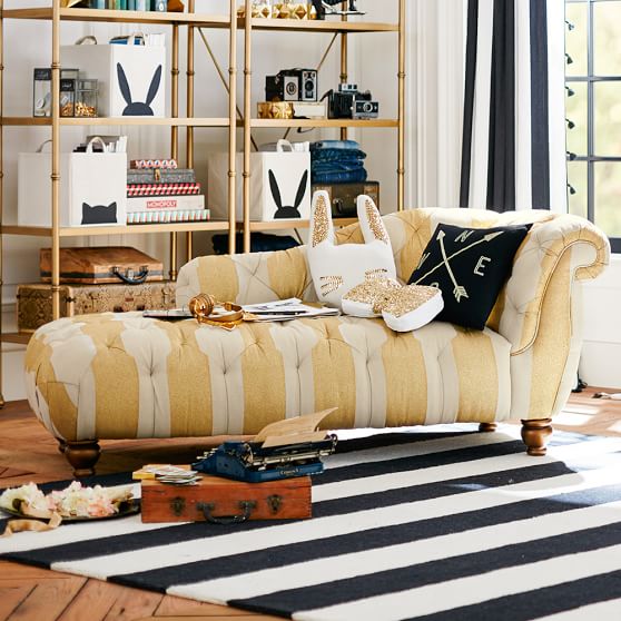 The Emily + Meritt Golden Stripe Chaise PB Teen