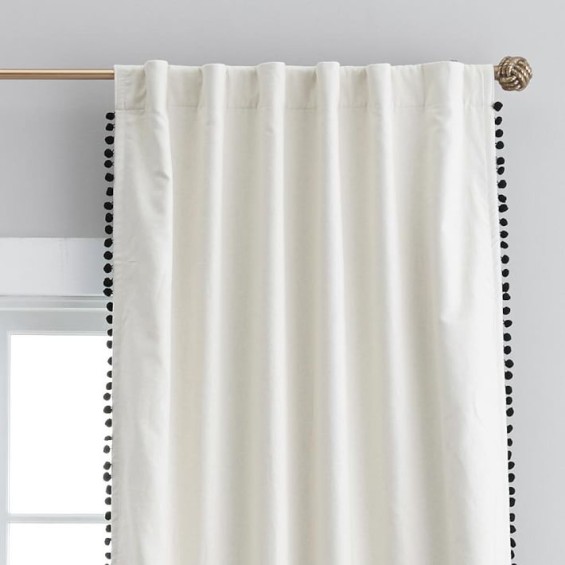 The Emily + Meritt Natural Linen Pom Pom Blackout Drape PB Teen