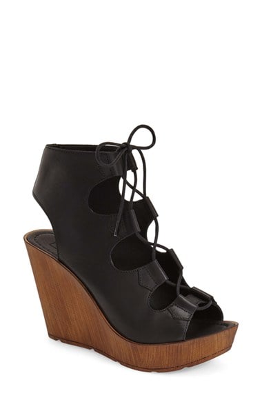 Topshop 'Wanda' Ghillie Wedge Sandal (Women) Black