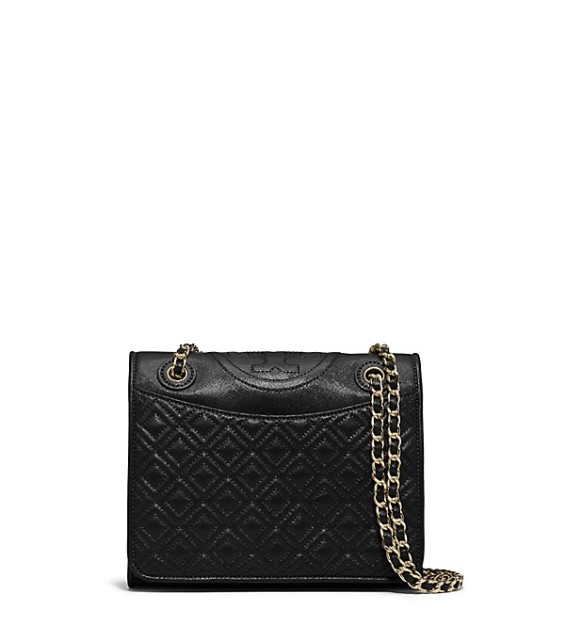 Tory Burch FLEMING PATENT MEDIUM BAG Black