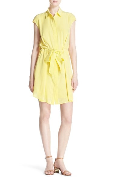 Tory Burch 'Gigi' Cap Sleeve Silk Shirtdress Lemon Curd Yellow