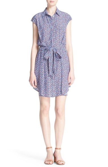  Tory Burch 'Gigi' Print Silk Shirtdress Hudon Blue