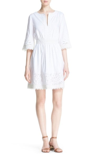 Tory Burch 'Larissa' Cotton Lace Shift Dress White