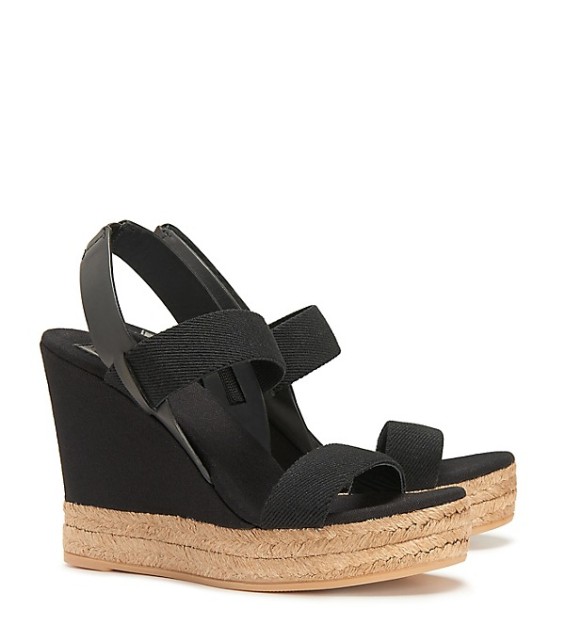 Tory Burch TWO-BAND SLINGBACK WEDGE SANDAL Black/Black