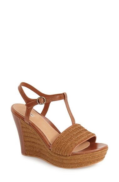 UGG® 'Fitchie' T-Strap Wedge Sandal (Women) Rust Leather wedge sandals for spring