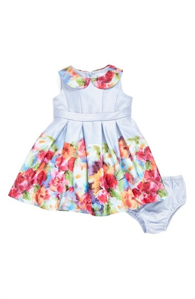 Us Angels 'Photo Reel' Floral Print Dress (Baby Girls) Light Blue