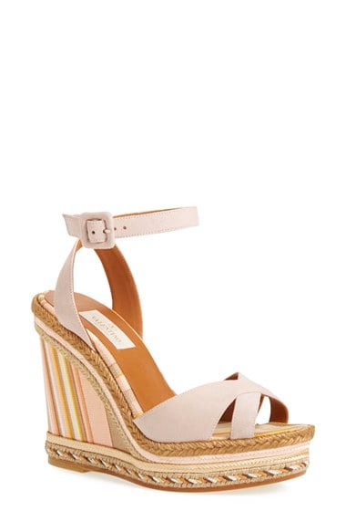 Valentino '1975' Ankle Strap Wedge (Women) Water Rose Leather