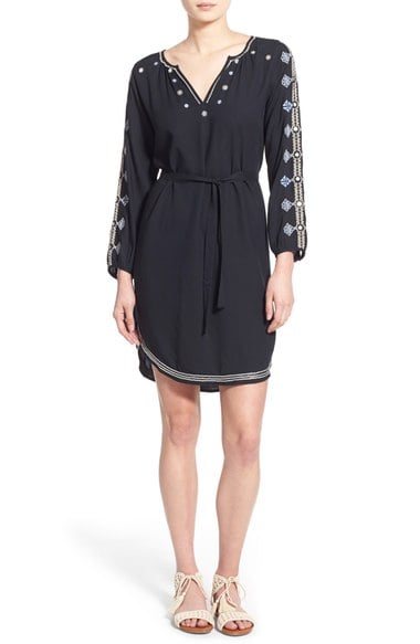 Velvet by Graham & Spencer Embroidered Shirtdress Vintage Black