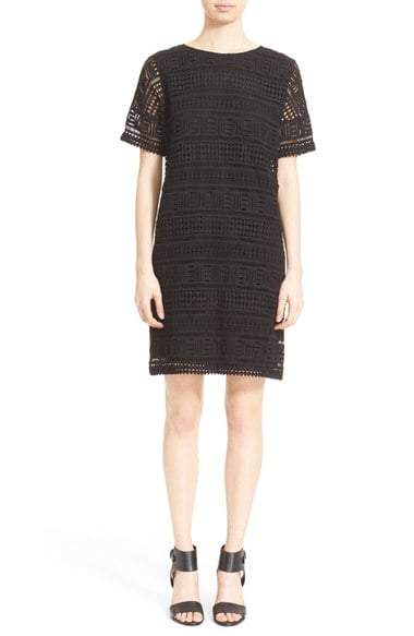 Vince Short Sleeve Lace Dress Black