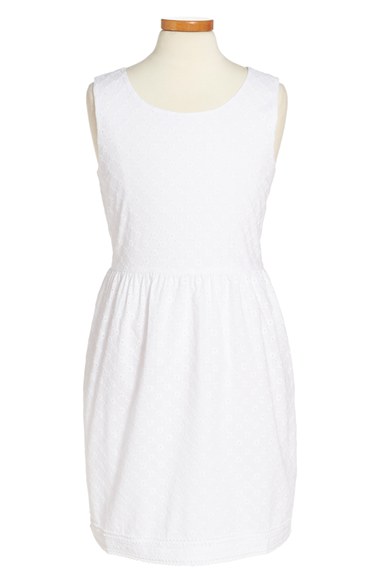 Vineyard Vines Sleeveless Eyelet Dress (Toddler Girls, Little Girls & Big Girls) White Cap