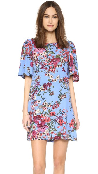 WAYF Floral Print A-Line Dress Blue Botanical a-line dresses for easter