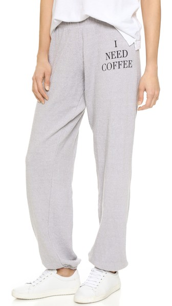 Wildfox Desperate Morning I Need Coffee Sweats Grey