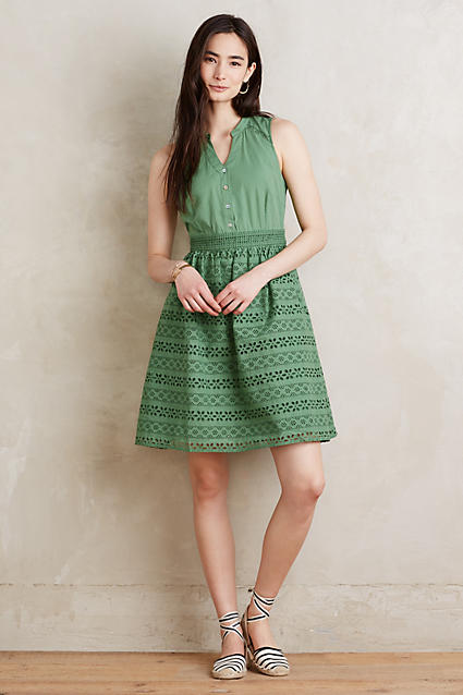 Wolven Eyelet Poplin Shirtdress Green