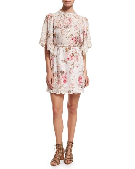 Zimmermann Eden Floral-Print Embroidered Dress Floral Embroidery
