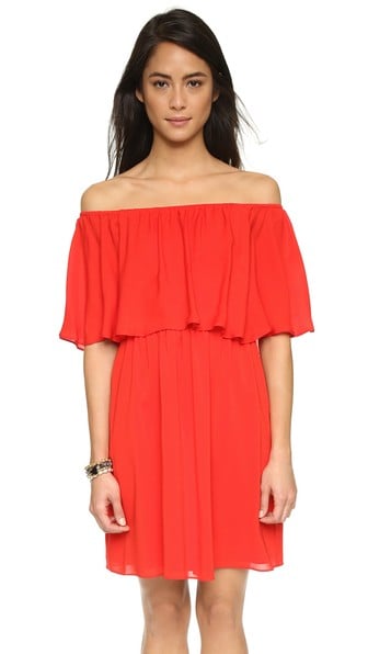 alice + olivia Shari Off Shoulder Dress Poppy