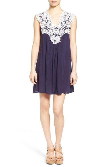 jella c. Crochet Trim Dress Navy Ivory trapeze dresses for easter
