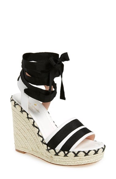 kate spade new york 'danah' wedge sandal (Women) white nappa black grosgrain