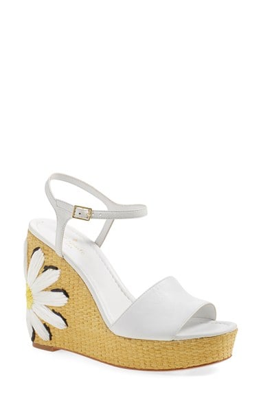 kate spade new york 'devon' daisy wedge sandal (Women) white tumbled leather