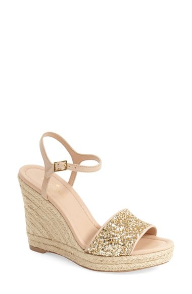 kate spade new york 'jaden' espadrille wedge (Women) gold glitter natural nappa