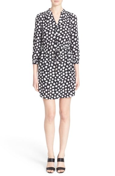 kate spade new york 'mini faye' floral print silk shirtdress black